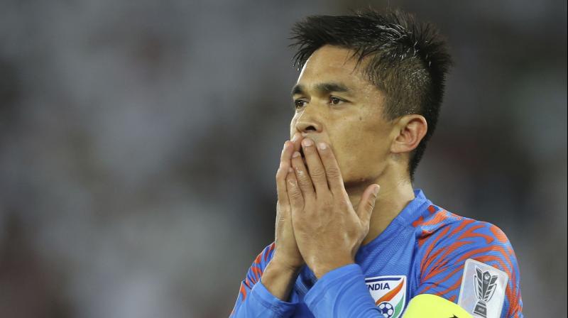 Striker Sunil Chhetri overtook Lionel Messi in international goals during the tournament, but few Indians would even recognise their football talisman. (Photo: AP) Striker Sunil Chhetri overtook Lionel Messi in international goals during the tournament, but few Indians would even recognise their football talisman. (Photo: AP)