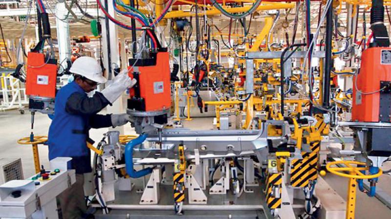 Industrial output grew by 4.4 per cent in March, the slowest in five months. (Photo: PTI) Industrial output grew by 4.4 per cent in March, the slowest in five months. (Photo: PTI)