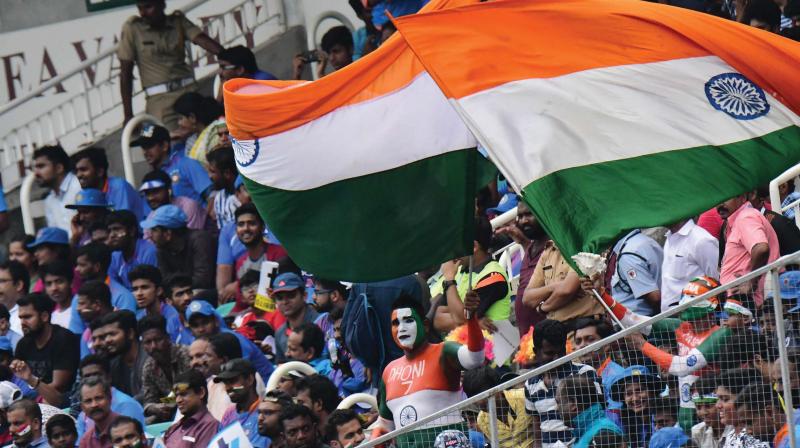 Cricket fans enjoy the India-West Indies fifth and final one-day match at the Sports Hub stadium at Karyavattom in Thiruvananthapuram on Thursday . A.V. MUZAFAR Cricket fans enjoy the India-West Indies fifth and final one-day match at the Sports Hub stadium at Karyavattom in Thiruvananthapuram on Thursday . A.V. MUZAFAR