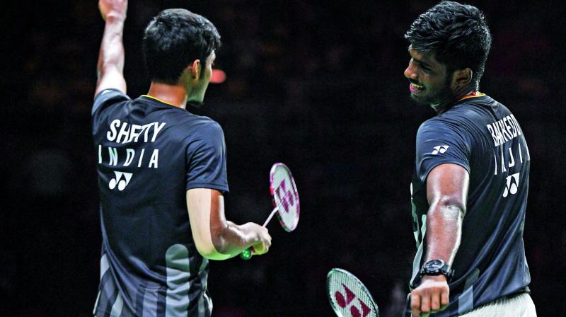 The Indian men's doubles pair of Satwiksairaj Rankireddy and Chirag Shetty suffered a straight-game loss to Japan's Takeshi Kamura and Keigo Sonoda to crash out of the China Open badminton tournament here on Thursday. (Photo:File) The Indian men's doubles pair of Satwiksairaj Rankireddy and Chirag Shetty suffered a straight-game loss to Japan's Takeshi Kamura and Keigo Sonoda to crash out of the China Open badminton tournament here on Thursday. (Photo:File)