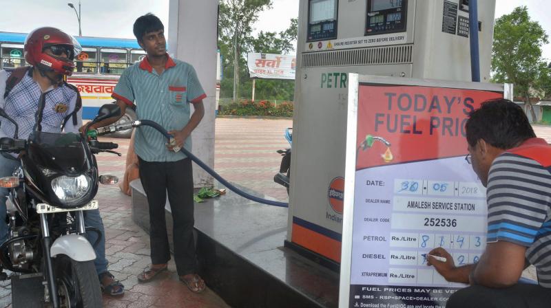 After 21 days of continuous hike, petrol and diesel prices stable today. (PTI Photo)