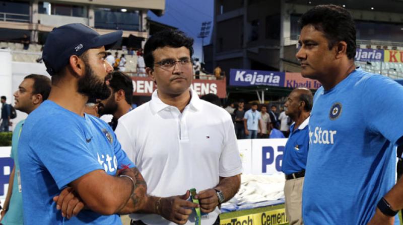 Sourav Ganguly met with the Indian cricket team to get their feedbacks on head coach Anil Kumble, on Friday. (Photo: BCCI) Sourav Ganguly met with the Indian cricket team to get their feedbacks on head coach Anil Kumble, on Friday. (Photo: BCCI)
