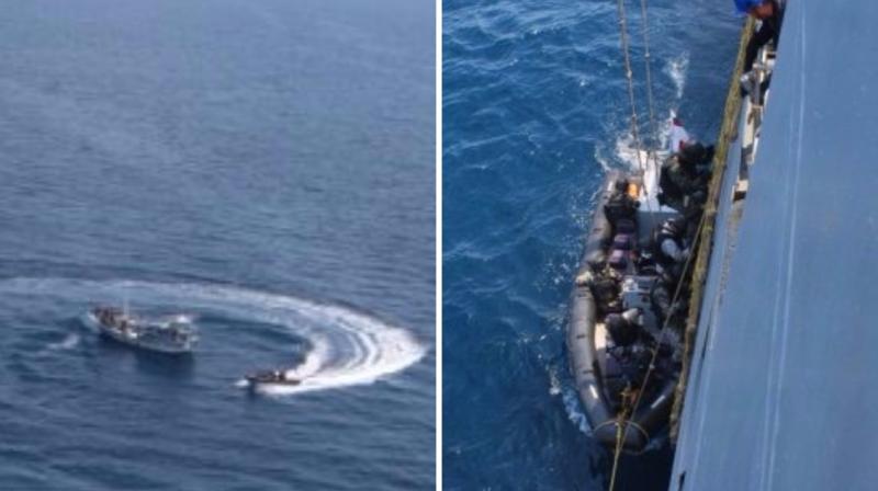 The Navy's elite Marcos commandos carried out a swift operation to rescue the 85,000-tonne bulk carrier. (Photo: ANI) The Navy's elite Marcos commandos carried out a swift operation to rescue the 85,000-tonne bulk carrier. (Photo: ANI)