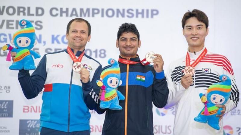 The 23-year-old, a bronze-winner in the 10m air pistol and the 50m pistol events of the Commonwealth Games in Gold Coast earlier this year, shot a score of 564 to finish on top here. (Photo: Twitter) The 23-year-old, a bronze-winner in the 10m air pistol and the 50m pistol events of the Commonwealth Games in Gold Coast earlier this year, shot a score of 564 to finish on top here. (Photo: Twitter)
