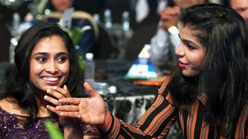 Indian gymnast Dipa Karmakar and Olympic medallist Sakshi Malik. (Photo: PTI) Indian gymnast Dipa Karmakar and Olympic medallist Sakshi Malik. (Photo: PTI)