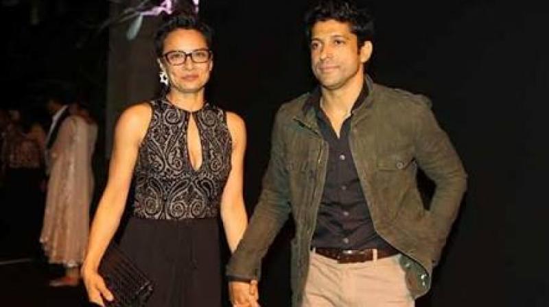 Farhan Akhtar and Adhuna. Farhan Akhtar and Adhuna.