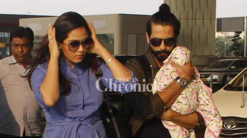 Shahid with wife Mira Rajput and daughter Misha Kapoor. Shahid with wife Mira Rajput and daughter Misha Kapoor.