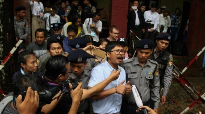 Detained journalist Wa Lone speaks to the media after exiting the court on July 9, 2018. (Photo: AFP) Detained journalist Wa Lone speaks to the media after exiting the court on July 9, 2018. (Photo: AFP)