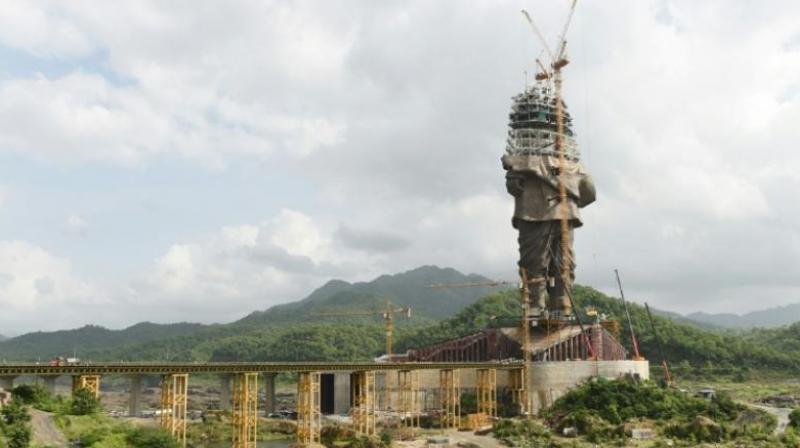 A 182-metre-high (600-foot-high) tribute to independence icon Sardar Vallabhbhai Patel in Gujarat state will be the first to dwarf the Spring Temple Buddha in China, currently the world's biggest statue at 128 metres (420 feet) in height. (Photo: AFP) A 182-metre-high (600-foot-high) tribute to independence icon Sardar Vallabhbhai Patel in Gujarat state will be the first to dwarf the Spring Temple Buddha in China, currently the world's biggest statue at 128 metres (420 feet) in height. (Photo: AFP)
