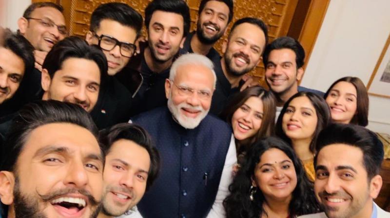 Major Bollywood stars such as Ranveer Singh, Ranbir Kapoor, Alia Bhatt and Varun Dhawan landed in the capital city for a meeting with Prime Minister Narendra Modi. Major Bollywood stars such as Ranveer Singh, Ranbir Kapoor, Alia Bhatt and Varun Dhawan landed in the capital city for a meeting with Prime Minister Narendra Modi.