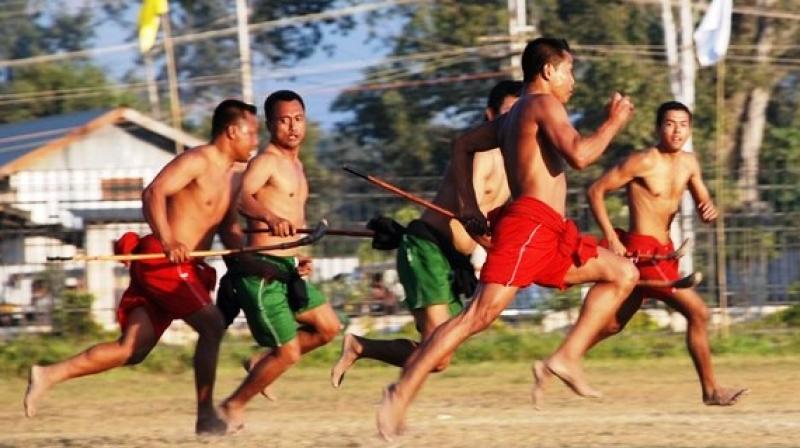 Manipur's local sport, Mukna Kangjei is akin to the modern day hockey and people of Manipur have been playing it since time immemorial. (Photo:ANI) Manipur's local sport, Mukna Kangjei is akin to the modern day hockey and people of Manipur have been playing it since time immemorial. (Photo:ANI)