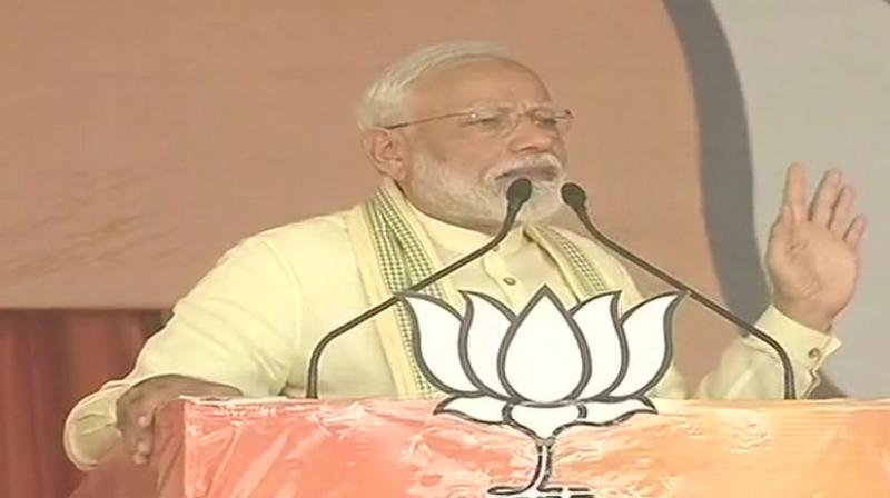 The prime minister was here to seek support for BJP and NDA ally candidates in eastern Uttar Pradesh that go to polls in the seventh and last phase on Sunday. (Photo: ANI twitter) The prime minister was here to seek support for BJP and NDA ally candidates in eastern Uttar Pradesh that go to polls in the seventh and last phase on Sunday. (Photo: ANI twitter)