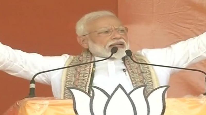 Modi also attacked the RJD for having allegedly promoted criminalization during its stint in power and 'failure' to come up with innovations aimed at improving the living standards of the poor. (Photo: ANI twitter) Modi also attacked the RJD for having allegedly promoted criminalization during its stint in power and 'failure' to come up with innovations aimed at improving the living standards of the poor. (Photo: ANI twitter)