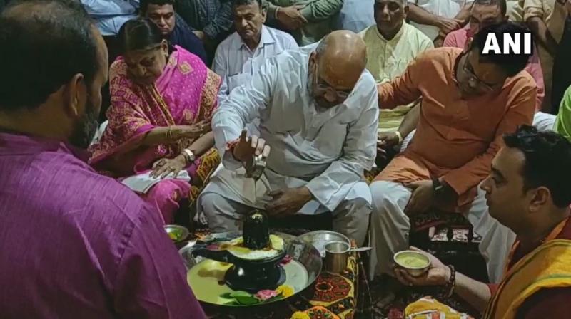 The visit of Shah, the BJP candidate from Gandhinagar Lok Sabha seat, came on the eve of the conclusion of the seven-phase elections. (Photo: ANI twitter) The visit of Shah, the BJP candidate from Gandhinagar Lok Sabha seat, came on the eve of the conclusion of the seven-phase elections. (Photo: ANI twitter)