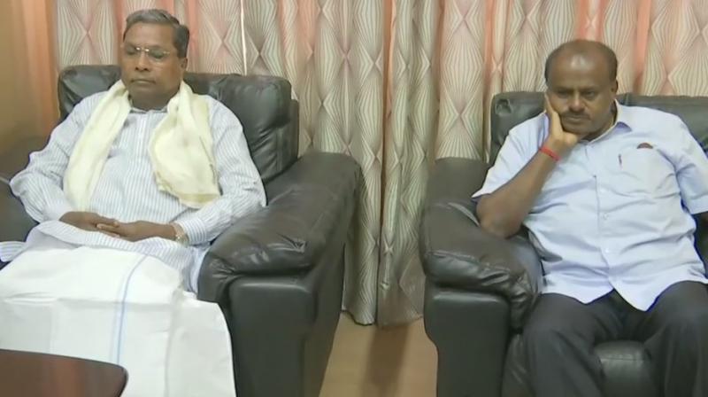 The meeting holds importance amid the speculation of falling of the coalition government of Congress and JD(S) in the state. (Photo: ANI twitter) The meeting holds importance amid the speculation of falling of the coalition government of Congress and JD(S) in the state. (Photo: ANI twitter)