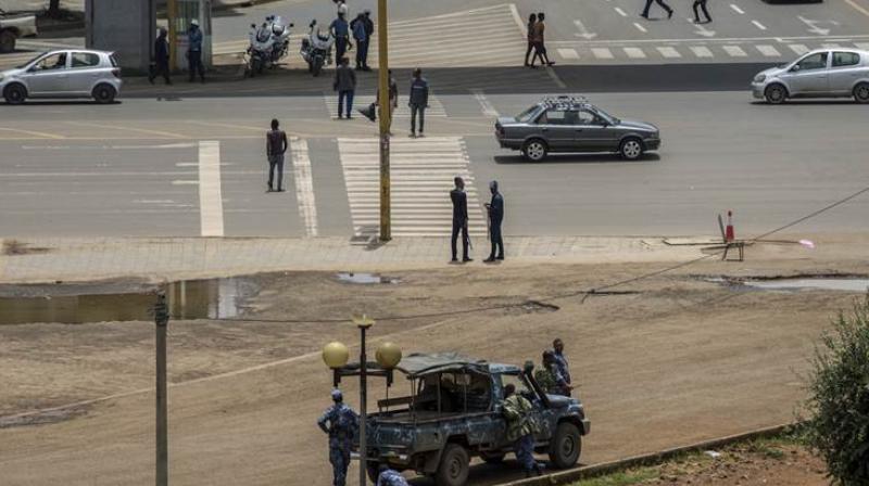 Security forces stand guard in Meskel Square in central Addis Ababa, Ethiopia Sunday. Ethiopia’s government foiled a coup attempt in a region north of the capital and the country’s military chief was shot dead. (Photo: AP) Security forces stand guard in Meskel Square in central Addis Ababa, Ethiopia Sunday. Ethiopia’s government foiled a coup attempt in a region north of the capital and the country’s military chief was shot dead. (Photo: AP)