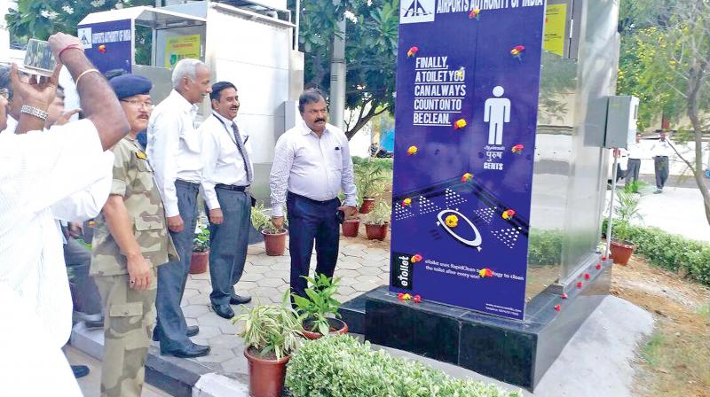 E-toilets installed at the Chennai airport inaugurated recently. (Photo: DC) E-toilets installed at the Chennai airport inaugurated recently. (Photo: DC)