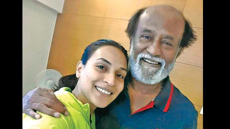 Rajinikanth with Aishwaryaa Rajinikanth with Aishwaryaa