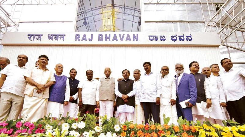 H. D. Kumaraswamy at the swearing in ceremony of ministers, in Bengaluru on Wednesday (DC:Photo) H. D. Kumaraswamy at the swearing in ceremony of ministers, in Bengaluru on Wednesday (DC:Photo)