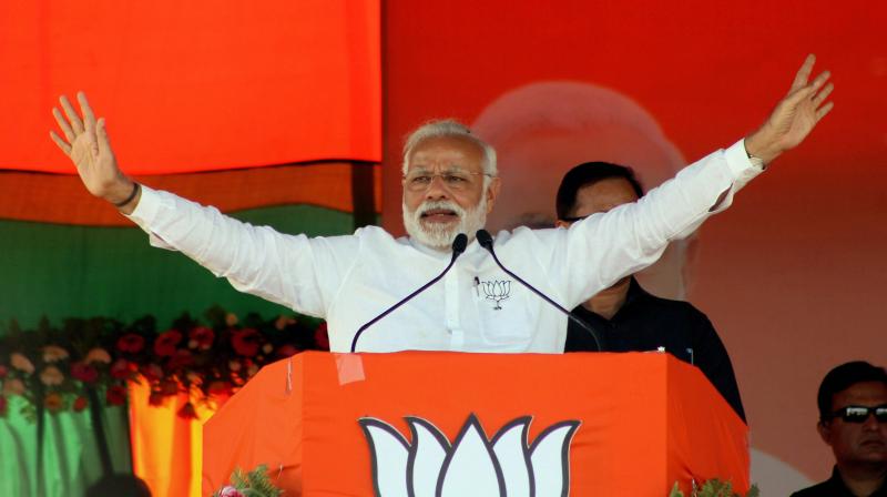 Prime Minister Narendra Modi addresses an election campaign rally in support BJP candidates in Jaunpur on Saturday. (Photo: PTI) Prime Minister Narendra Modi addresses an election campaign rally in support BJP candidates in Jaunpur on Saturday. (Photo: PTI)