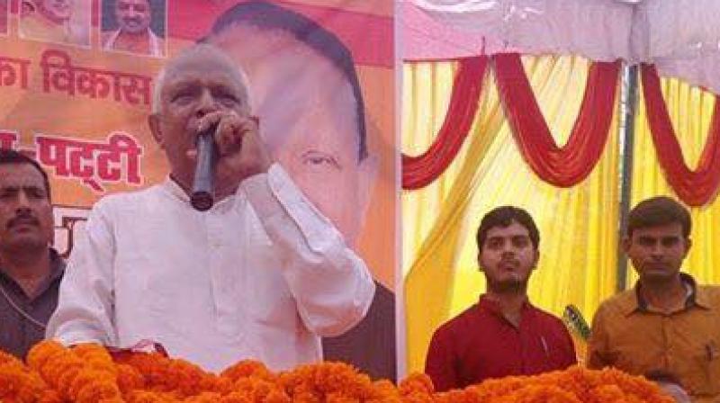 Rajendra Singh also attacked local MP Harivansh Singh (Apna Dal- S), alleging he had ‘betrayed’ the people of his constituency. (Photo: Facebook/Rajendra Pratap Singh 'Moti Singh') Rajendra Singh also attacked local MP Harivansh Singh (Apna Dal- S), alleging he had ‘betrayed’ the people of his constituency. (Photo: Facebook/Rajendra Pratap Singh 'Moti Singh')