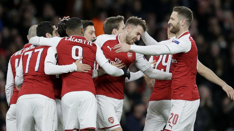Arsenal also reached the semi-finals after recovering from a wobble to draw 2-2 at CSKA Moscow and progress 6-3 on aggregate. (Photo: AP) Arsenal also reached the semi-finals after recovering from a wobble to draw 2-2 at CSKA Moscow and progress 6-3 on aggregate. (Photo: AP)