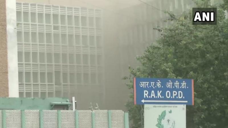 Presently, a fire brigade is present at the spot. (Photo: Twitter | ANI) Presently, a fire brigade is present at the spot. (Photo: Twitter | ANI)