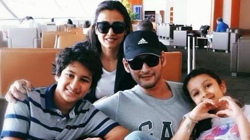 Mahesh Babu with his family. Mahesh Babu with his family.