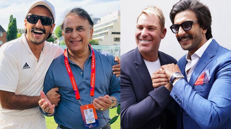Ranveer Singh with the 'Little Master' Sunil Gavaskar and 'Spin King' Shane Warne. (Instagram) Ranveer Singh with the 'Little Master' Sunil Gavaskar and 'Spin King' Shane Warne. (Instagram)
