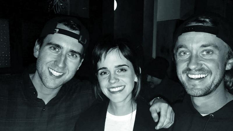 Matthew Lewis, Emma Watson and Tom Felton Matthew Lewis, Emma Watson and Tom Felton
