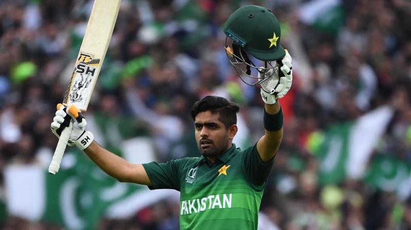 In a must-win match, Babar azam oozed class on his way to an unbeaten hundred, guiding Pakistan to a six-wicket win over New Zealand in the World Cup here on Wednesday. (Photo: AFP) In a must-win match, Babar azam oozed class on his way to an unbeaten hundred, guiding Pakistan to a six-wicket win over New Zealand in the World Cup here on Wednesday. (Photo: AFP)