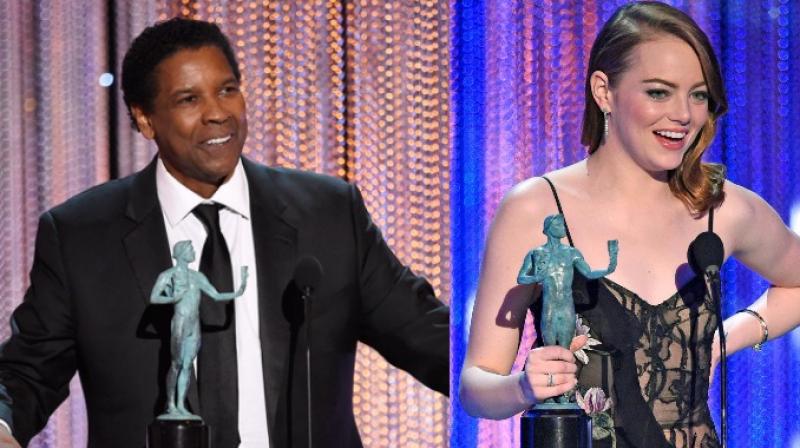 Denzel Washington and Emma Stone took home the Best Actor and Best Actress trophies for their performances in 'Fences' and 'La La Land' respectively. Denzel Washington and Emma Stone took home the Best Actor and Best Actress trophies for their performances in 'Fences' and 'La La Land' respectively.