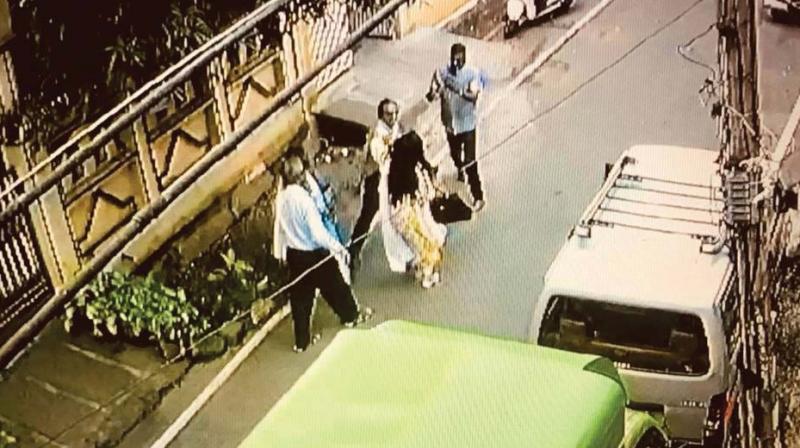 Screen grabs from a video recorded by an unknown person of a woman being assaulted by her in-laws in Sadashivnagar last Sunday Screen grabs from a video recorded by an unknown person of a woman being assaulted by her in-laws in Sadashivnagar last Sunday