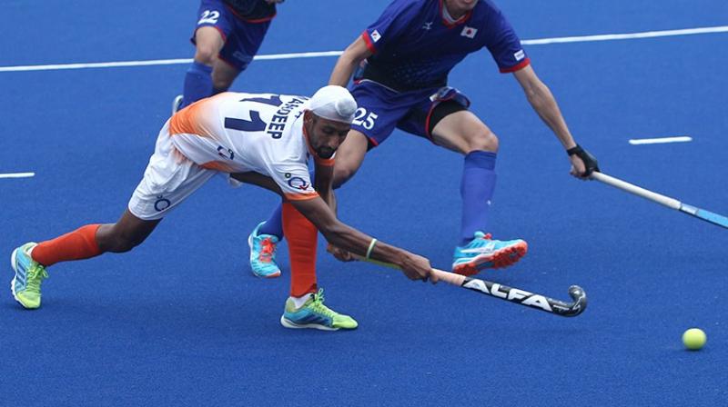 Mandeep Singh broke the Japanese hearts, scoring a late hat-trick. (Photo: Hockey India/ Twitter) Mandeep Singh broke the Japanese hearts, scoring a late hat-trick. (Photo: Hockey India/ Twitter)