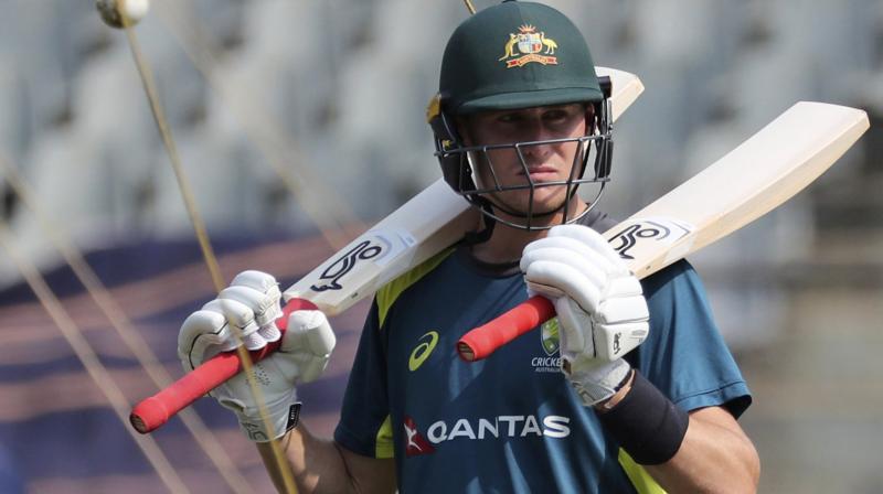 WELL-ARMED: Australias Marnus Labuschagne waiting for his chance at a training session. AP Photo