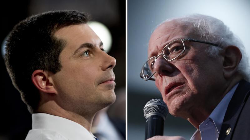 Democratic presidential candidates Pete Buttigieg (left) and Bernie Sanders. (File photo: AP)