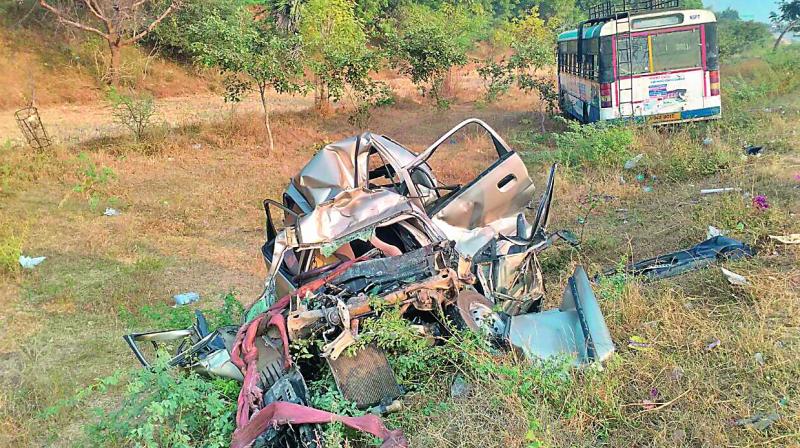 The car which was badly damaged in the accident. (Photo: DC) The car which was badly damaged in the accident. (Photo: DC)