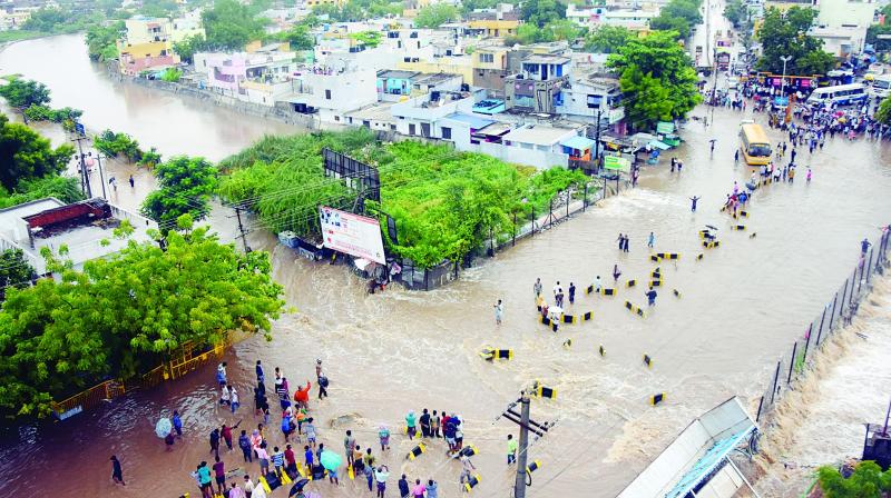 Nadimivanka in spate due to heavy rains in Anantapur on Monday. (Photo: DC) Nadimivanka in spate due to heavy rains in Anantapur on Monday. (Photo: DC)