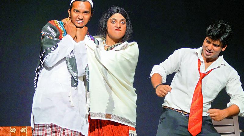 A still from the play Khatarnaak Khaala. A still from the play Khatarnaak Khaala.