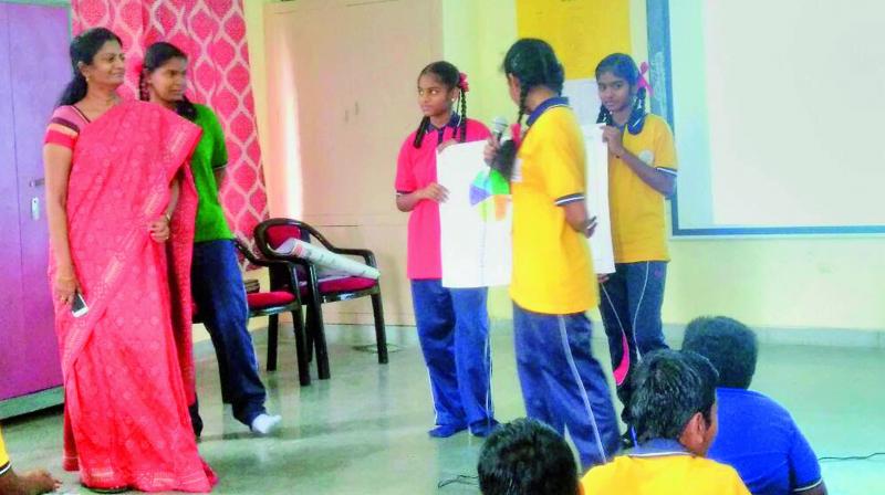 Kendriya Vidyalaya teacher Sudha Rani Atluri is seen during an interactive session with students. Kendriya Vidyalaya teacher Sudha Rani Atluri is seen during an interactive session with students.