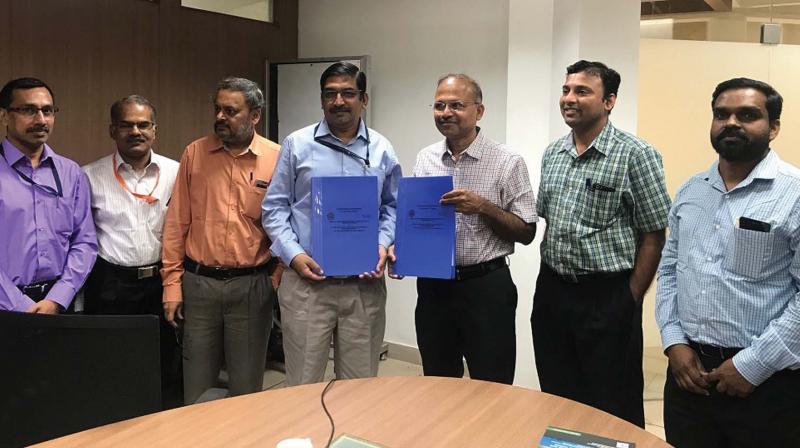 Officials of NIELIT and IIT Madras after signing the MoU in Chennai on Wednesday. Officials of NIELIT and IIT Madras after signing the MoU in Chennai on Wednesday.
