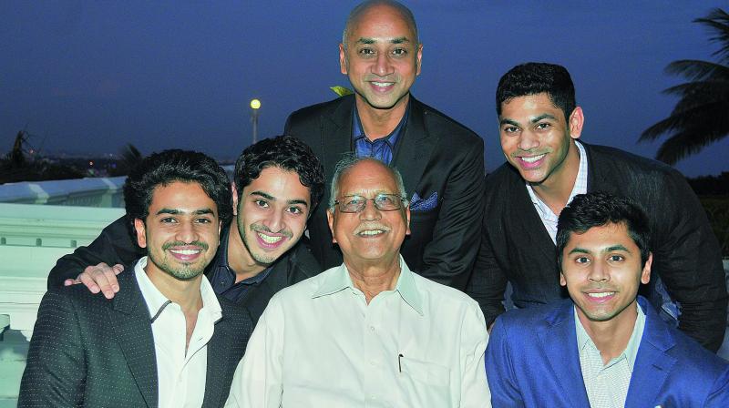 Ramachandra and Jayadev Galla pose with the latter’s sons (on the left) Ashok and Siddharth and nephews (on the right) Harshavardhana Gourineni, MD, Mangal Industries Limited and Vikramadithya Gourineni, MD, Amara Raja Power Systems Limited and Amara Raja Electronics Limited. Ramachandra and Jayadev Galla pose with the latter’s sons (on the left) Ashok and Siddharth and nephews (on the right) Harshavardhana Gourineni, MD, Mangal Industries Limited and Vikramadithya Gourineni, MD, Amara Raja Power Systems Limited and Amara Raja Electronics Limited.