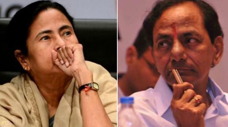 West Bengal Chief Minister Mamata Banerjee and Telangana Chief Minister K. Chandrasekhar Rao. (file photo)