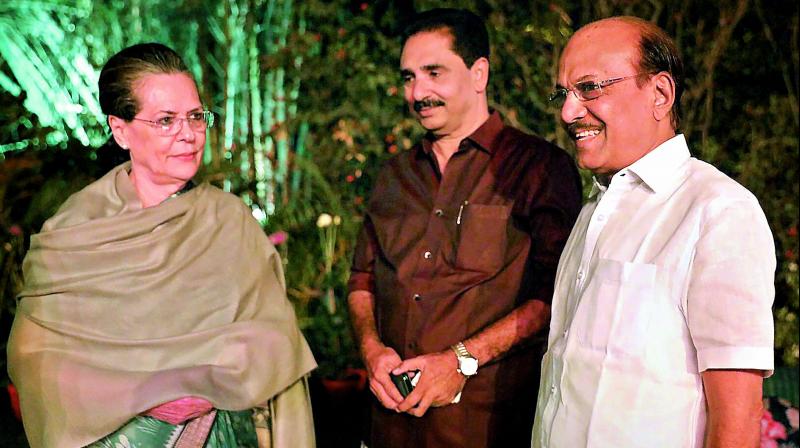 United Progressive Alliance (UPA) chairperson Sonia Gandhi with the Opposition parties leaders during a dinner hosted by her at 10 Janpath in New Delhi on Tuesday. (Photo: PTI) United Progressive Alliance (UPA) chairperson Sonia Gandhi with the Opposition parties leaders during a dinner hosted by her at 10 Janpath in New Delhi on Tuesday. (Photo: PTI)