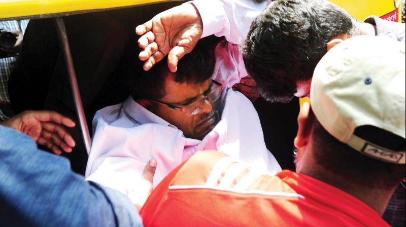 Rowdy V. Nagaraj alias Bomb Naga after his suicide attempt. (Photo: DC) Rowdy V. Nagaraj alias Bomb Naga after his suicide attempt. (Photo: DC)