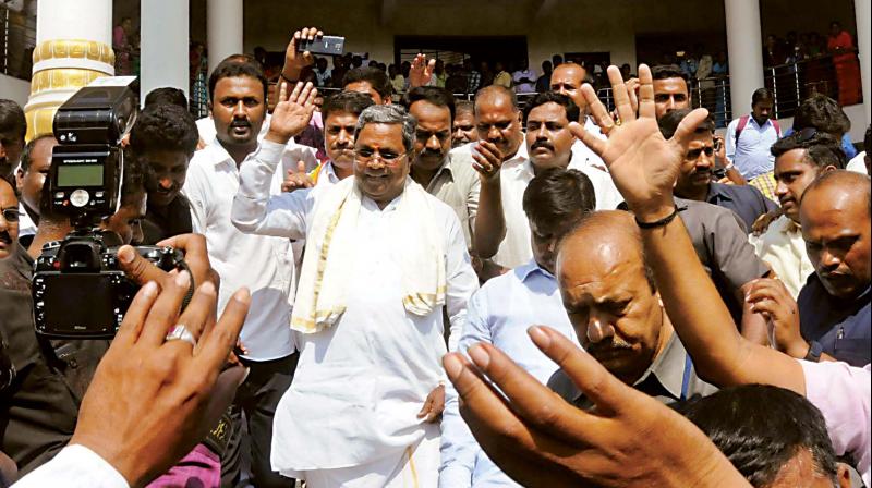 Chief Minister Siddaramaiah after filing his nomination papers for Chamundeshwari constituency in Mysuru on Friday. (Photo:KPN) Chief Minister Siddaramaiah after filing his nomination papers for Chamundeshwari constituency in Mysuru on Friday. (Photo:KPN)