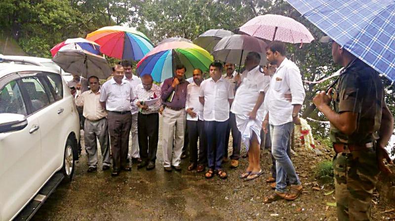 PWD minister H.D. Revanna at Charmadi Ghat. PWD minister H.D. Revanna at Charmadi Ghat.