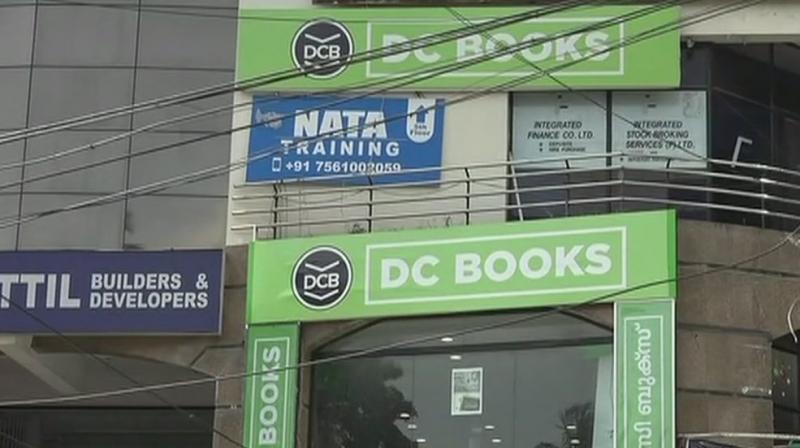 Hindu Aikya Vedi members protest in front of DC books after the publishing house on Wednesday released the book 'Meesha'. (Photo: Twitter | ANI) Hindu Aikya Vedi members protest in front of DC books after the publishing house on Wednesday released the book 'Meesha'. (Photo: Twitter | ANI)