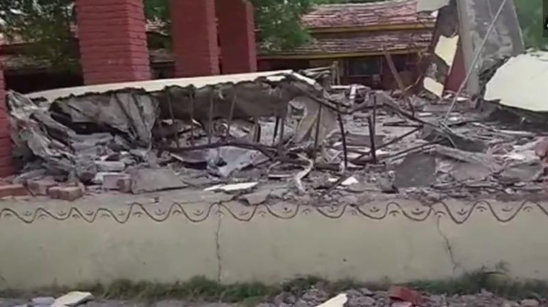 The seven students were practising karate when the roof came crashing down, police said. (Photo: Twitter | ANI) The seven students were practising karate when the roof came crashing down, police said. (Photo: Twitter | ANI)