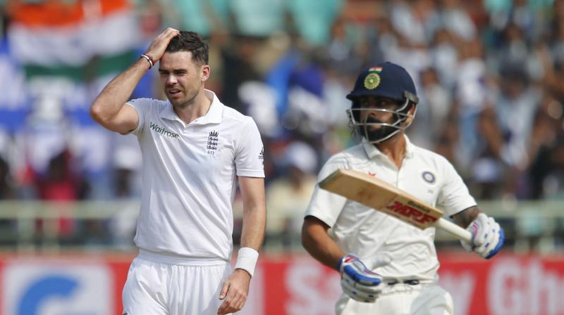Anderson, who picked up 25 wickets when the two teams met in England in 2014, could beat Australian Glenn McGrath’s record for most test wickets by a fast bowler should he replicate that form. (Photo: AP) Anderson, who picked up 25 wickets when the two teams met in England in 2014, could beat Australian Glenn McGrath’s record for most test wickets by a fast bowler should he replicate that form. (Photo: AP)
